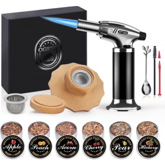 OGERY Cocktail Smoker Kit with Torch, Whiskey Smoker Kit with 6 Flavors Wood Chips