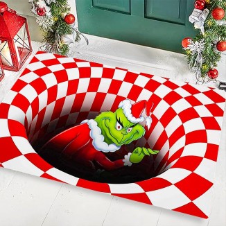 Micayg Christmas Doormat, 3D Christmas Illusion Decoration Doormat