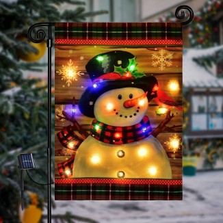 Lighted Winter Garden Flag for Outdoor Yard Garden Lawn Decoration