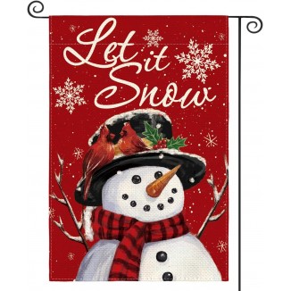 AVOIN colorlife Let It Snow Snowman Snowflake Christmas Garden Flag