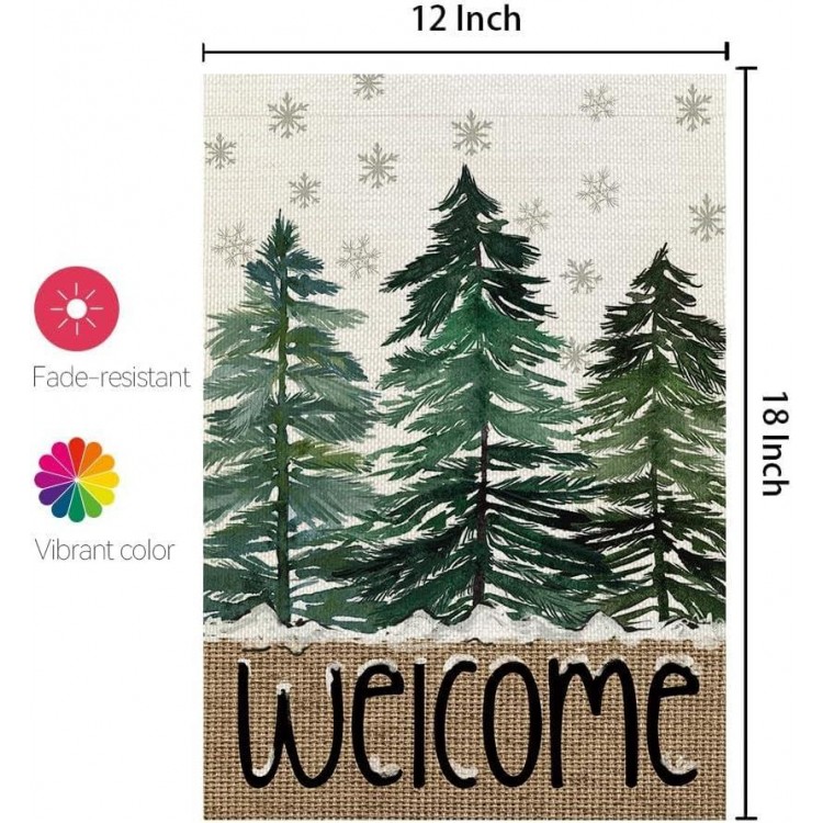 CROWNED BEAUTY Winter Garden Flag Double Sided Burlap for Welcome Holiday Yard Decoration