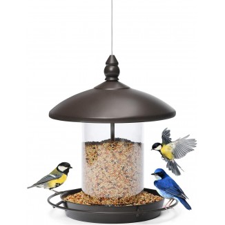 Bird Feeder for Outside Hanging,Round Roof Design for Sun-Proof and Rainproof