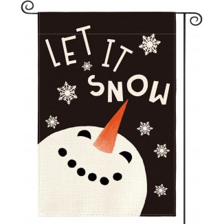 AVOIN colorlife Let It Snow Snowman Snowflake Garden Flag 12 x 18 Inch