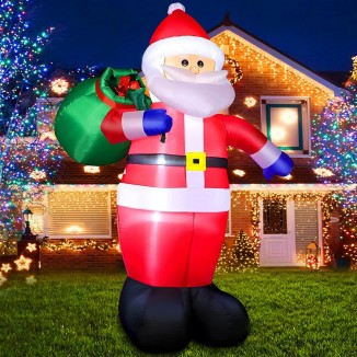 Christmas Inflatable Santa Claus Outdoor Decorations, Built-in LED Lights