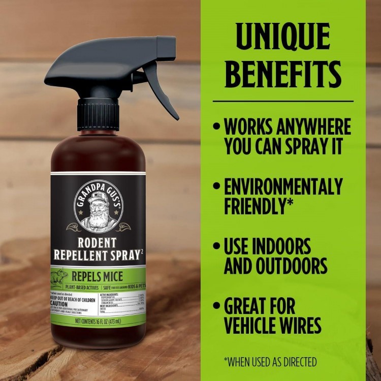 Double-Potent Rodent Repellent Spray, Prevents Mouse/Rats from Nesting & Chewing on Wires