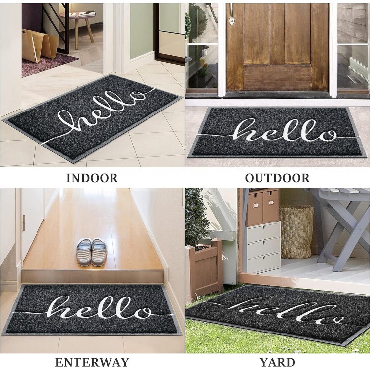 BeneathYourFeet Door Mat (30x17.5,Black), Durable Welcome Mat Low Profile Floor Mat Front Doormat Non Slip Mats for Entryway, Patio, High Traffic Areas