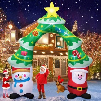 KOOY 9FT Giant Christmas Inflatable Archway with Santa/Snowman