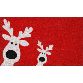 Calloway Mills 101802436 Peeking Reindeer Doormat, 24 x 36, Red/White