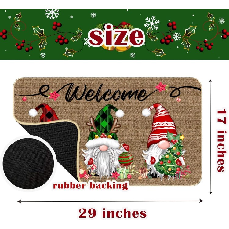 TREWAVE Christmas Welcome Decorative Doormat, Christmas Gnome Tomte Door Mat