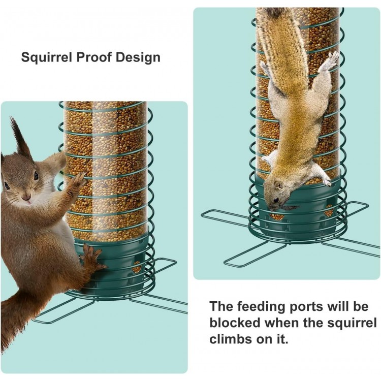LCSEVEN Squirrel Proof Bird Feeders for Outdoors Hanging, Metal Wild Bird Seed Feeders
