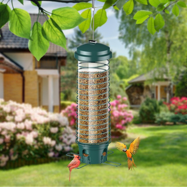 LCSEVEN Squirrel Proof Bird Feeders for Outdoors Hanging, Metal Wild Bird Seed Feeders