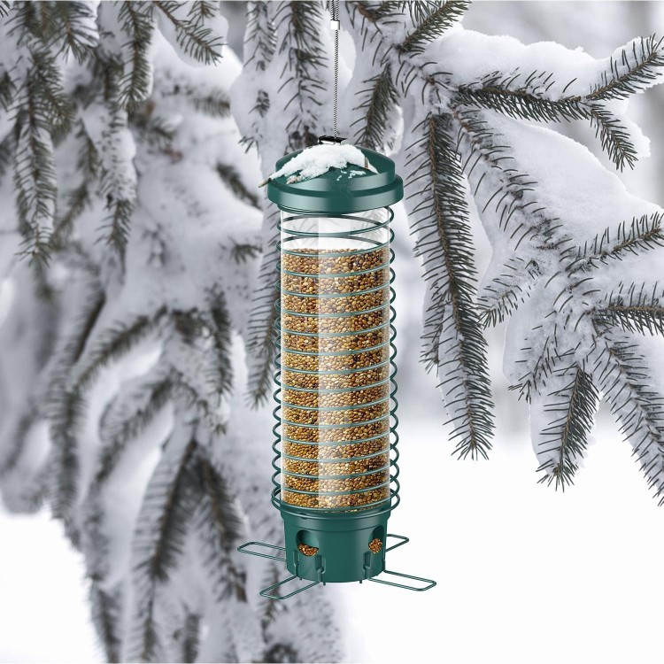 LCSEVEN Squirrel Proof Bird Feeders for Outdoors Hanging, Metal Wild Bird Seed Feeders