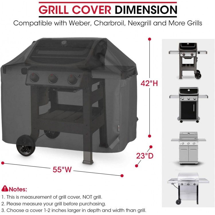 Unicook Grill Cover 55 Inch, Heavy Duty Waterproof Barbecue Gas Grill Cover