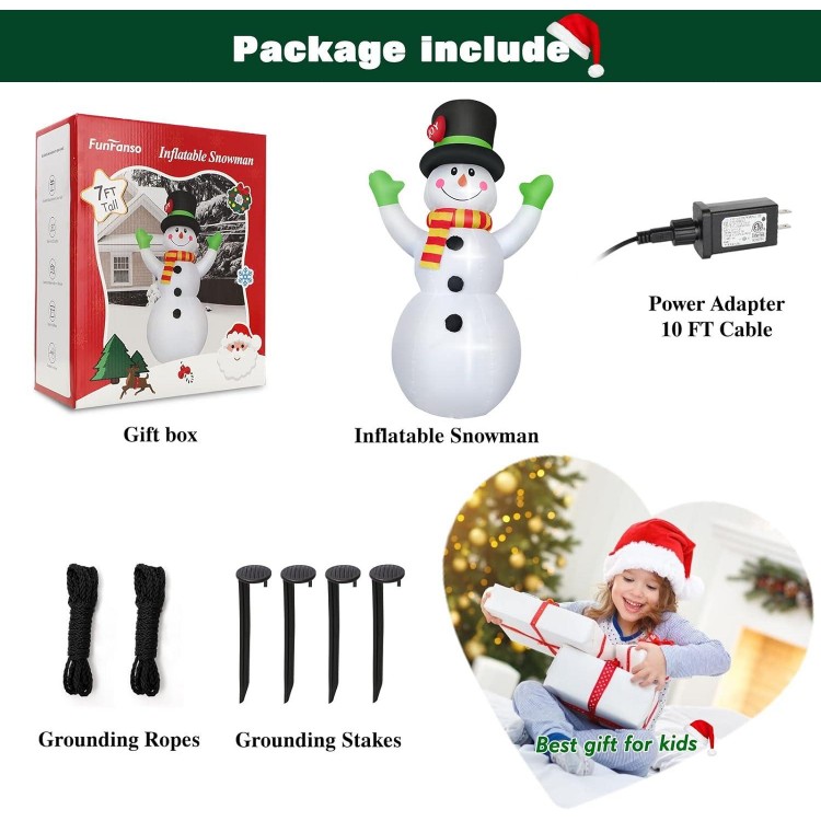 7 FT Christmas Inflatables Giant Snowman Outdoor Decorations