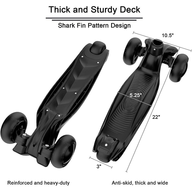 Allek Kick Scooter B03, 3 Wheeled Push Scooter Any Height Adjustable Handlebar