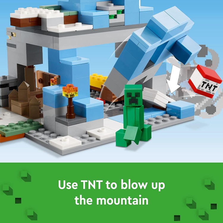 LEGO Minecraft The Frozen Peaks 21243, Cave Mountain Set with Steve