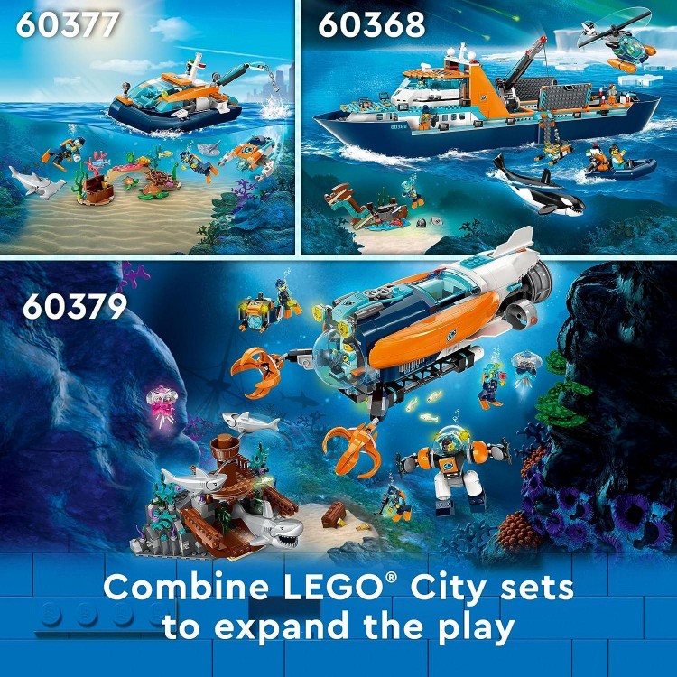 LEGO City Explorer Diving Boat 60377 Ocean Building Toy,Mini-Submarine