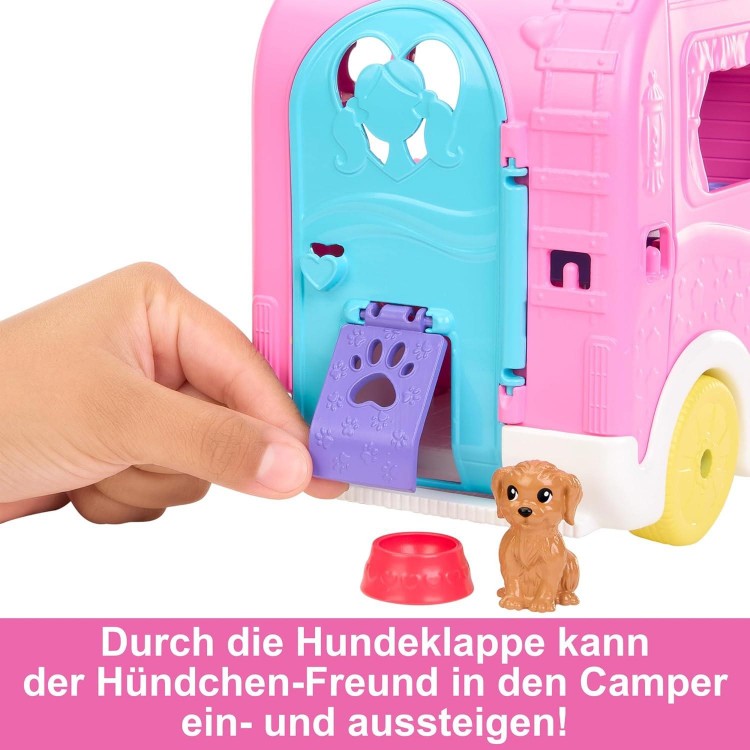 Barbie Camper, Chelsea 2-in-1 Playset with Small Doll, 2 Pets