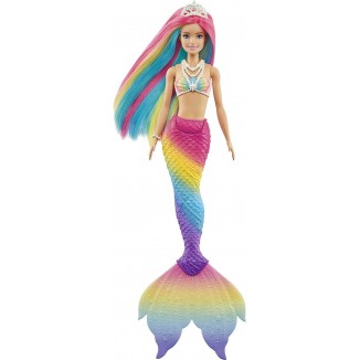 Barbie Dreamtopia Doll, Rainbow Magic Mermaid with Rainbow Hair and Blue Eyes, Water-Activated Color-Change Feature