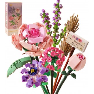 ZIYOSTAR Mini Bricks Flower Bouquet Building Sets, Artificial Flowers