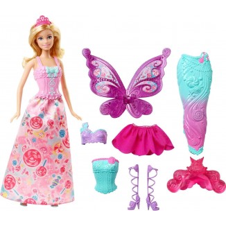 Barbie Doll with 3 Fantasy Outfits&Accessories, Including Mermaid Tail