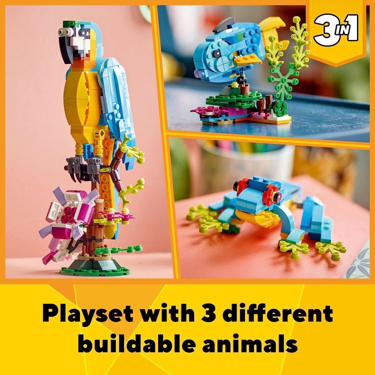 LEGO 3 in 1 Exotic Parrot Building Toy Set,for Kids Ages 7 and Up