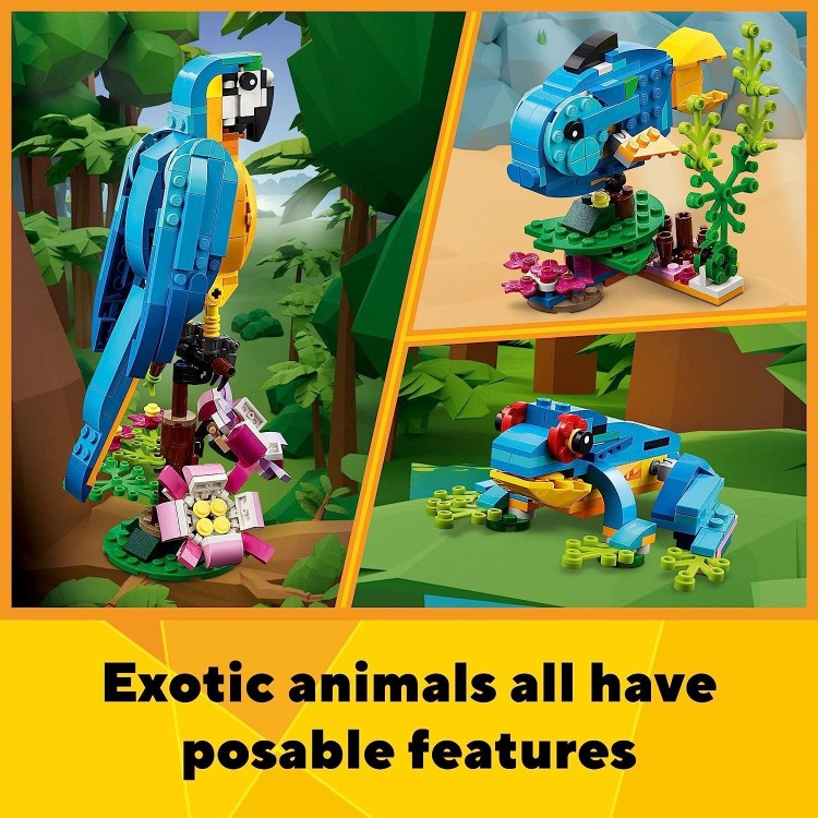 LEGO 3 in 1 Exotic Parrot Building Toy Set,for Kids Ages 7 and Up