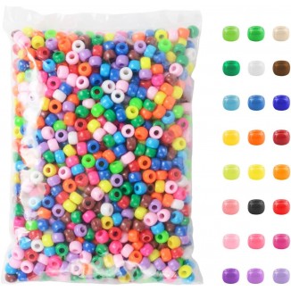 Simetufy 1200 Pcs Pony Beads Plastic Beads for Bracelet Making