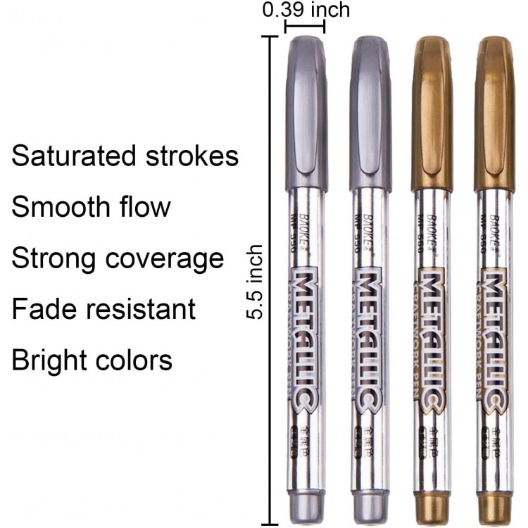 Dyvicl Premium Metallic Markers Pens - Silver and Gold Paint Pens,DIY Art Craft