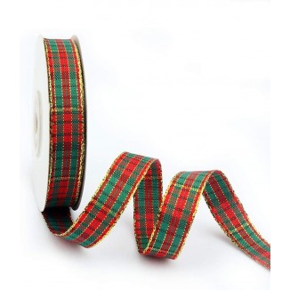 Christmas Ribbon, 100% Polyester Checkered Ribbon