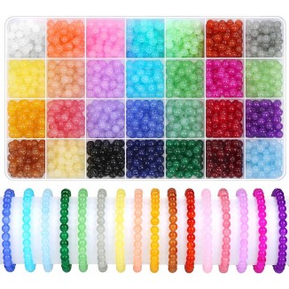 shynek 1400 Piecess 6mm Round Glass Beads for Jewelry Making