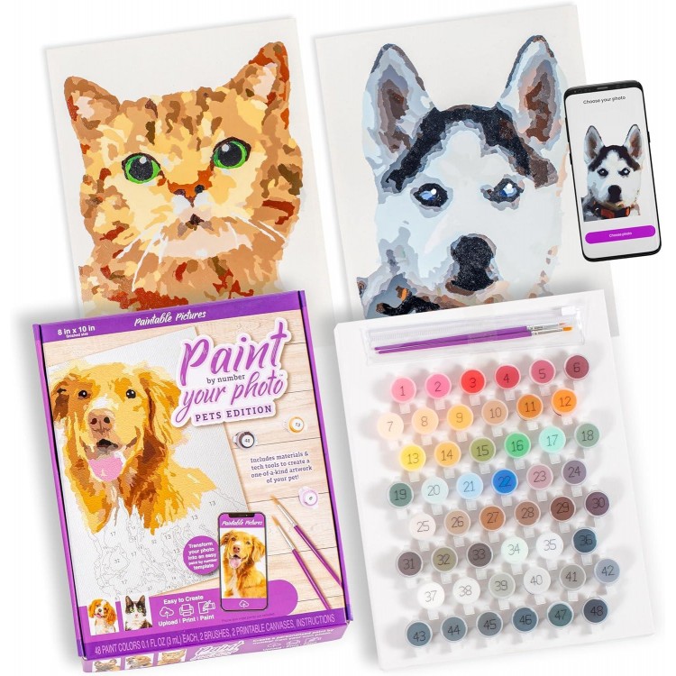 Paintable Pictures Paint Pets Edition Kit Custom Paint by Number Technology