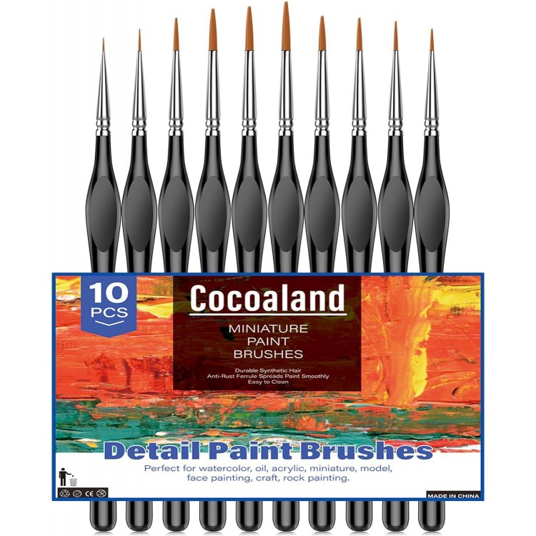 10Pcs Micro Paint Brushes Set with Triangular Handles