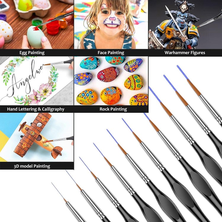 10Pcs Micro Paint Brushes Set with Triangular Handles