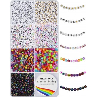 Redtwo 1600 Pcs Letter Beads Kit,DIY Jewelry and Bracelet Making