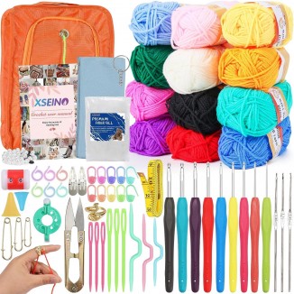 XSEINO Crochet Kit, Crochet Bag And All Accessories Kit, Starter Pack
