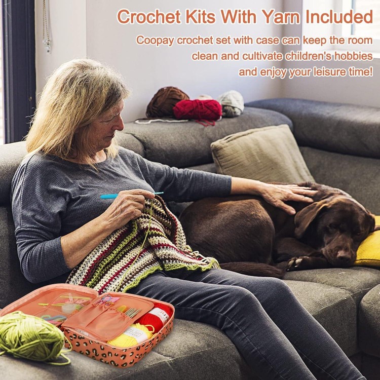 Coopay Crochet Kit Beginners Crochet Hook Set with Crochet Yarn