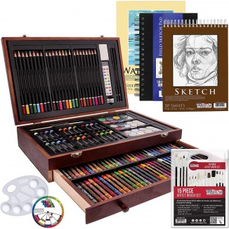 Art Supply Deluxe Mega Wood Box Art Painting and Drawing Set