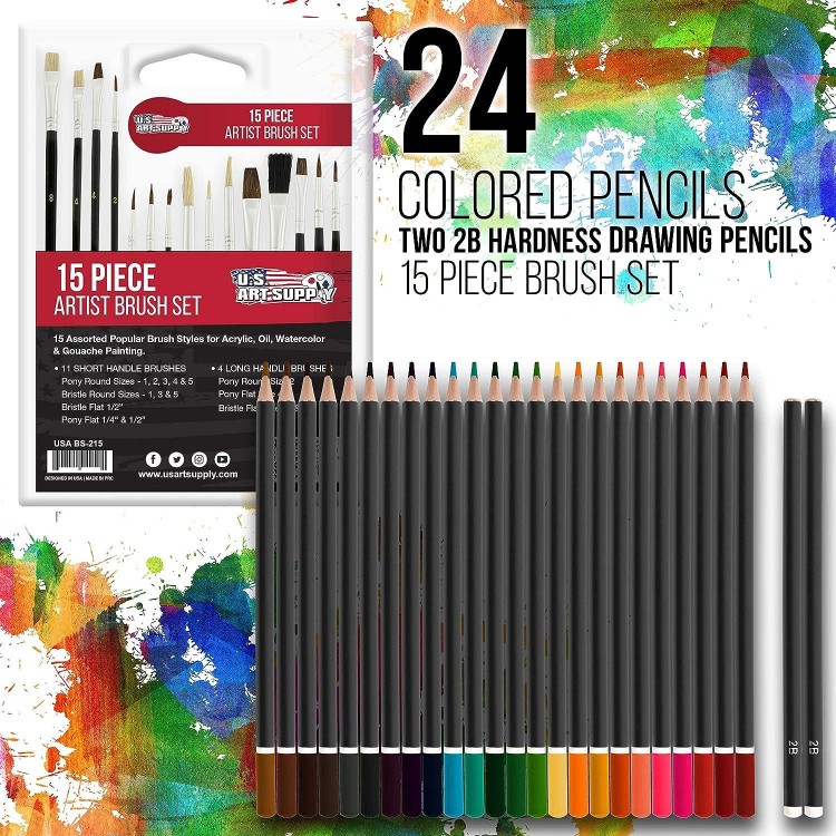 Art Supply Deluxe Mega Wood Box Art Painting and Drawing Set