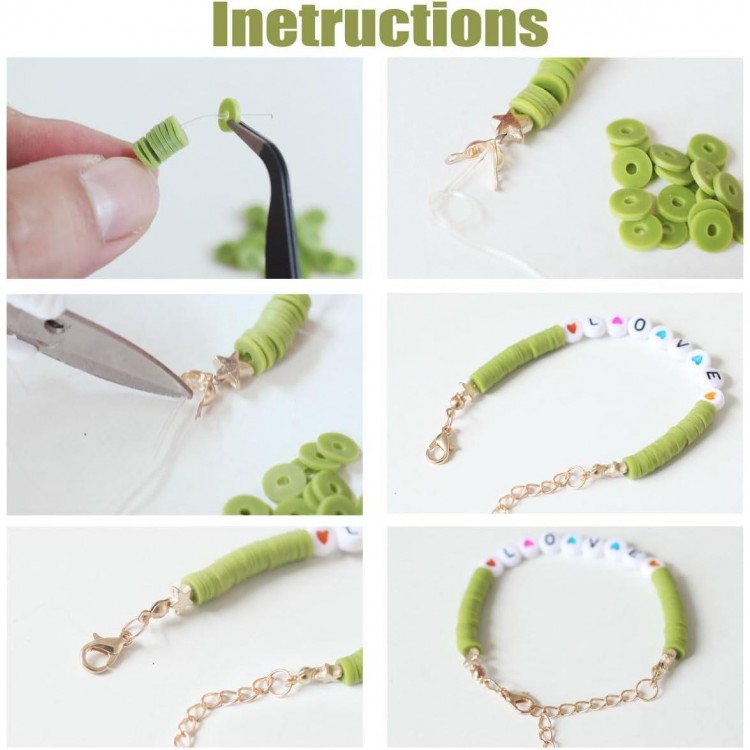 Segden Clay Bead Bracelet Kit,Polymer Flat Beads for Bracelet Making Kit
