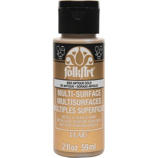FolkArt Multi-Surface Metallic Paint in Assorted Colors (2 oz), Metallic Antique Gold