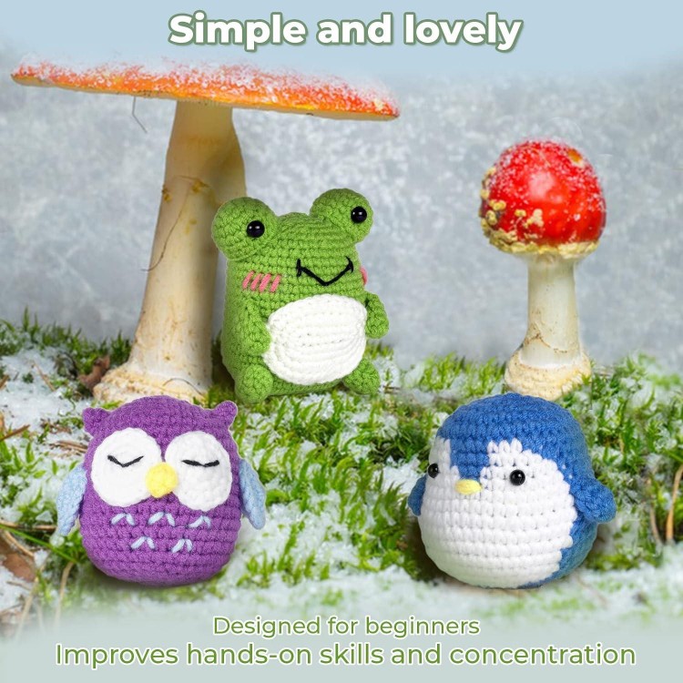 PIPAPI Crochet Kit for Beginners, 3 Pattern Animals, Knitting Kit