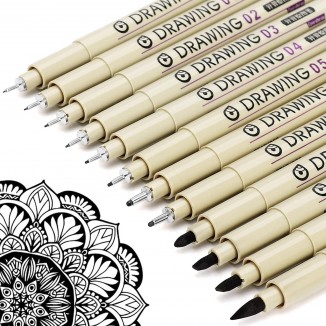 Micro Fineliner Drawing Art Pens: Black Fine Line Waterproof Ink Set