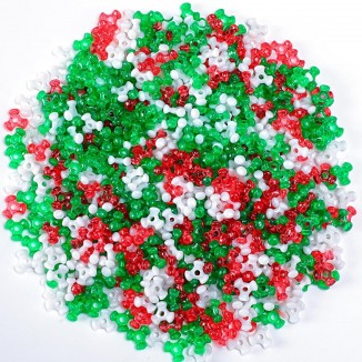 UPINS Christmas Tri Beads, 1200Pcs Plastic Tri-Shaped Beads for Craft Wreath