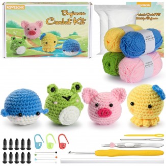 RQWZBCHX Animals Beginners Crochet Kits,Crochet Set For Starters Adult Kids