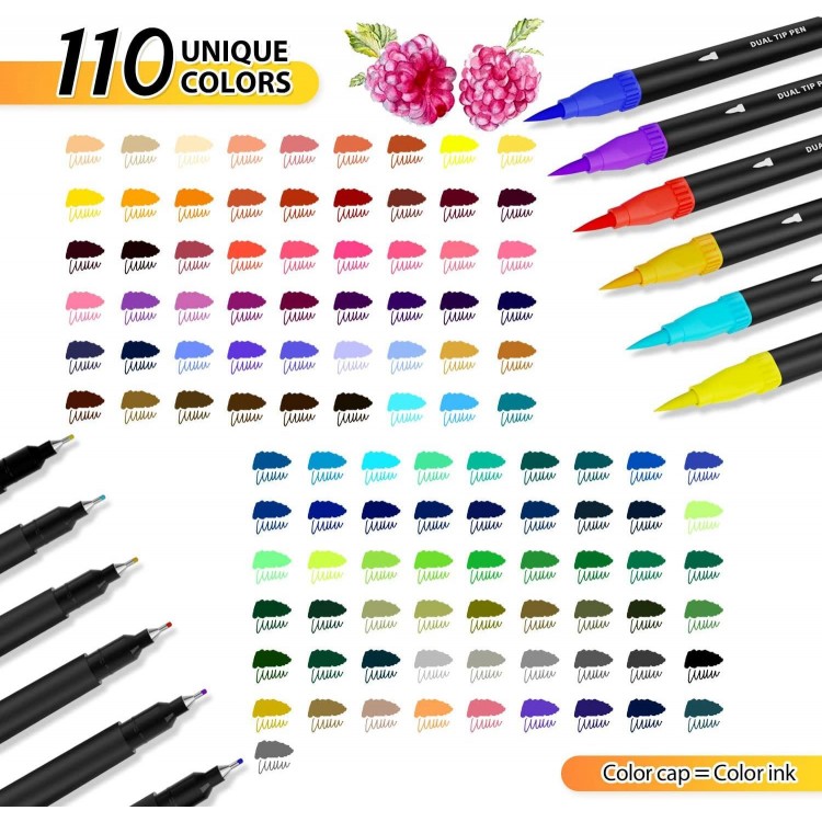 Sunacme 110 Art Supplier Dual Brush Markers With Premium Case