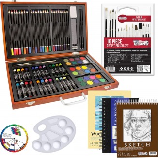 Art Supply Art Set with Wooden Case - Sketching and Drawing Set