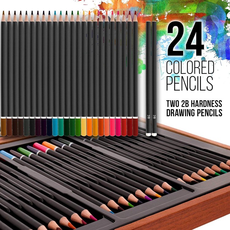 Art Supply Art Set with Wooden Case - Sketching and Drawing Set