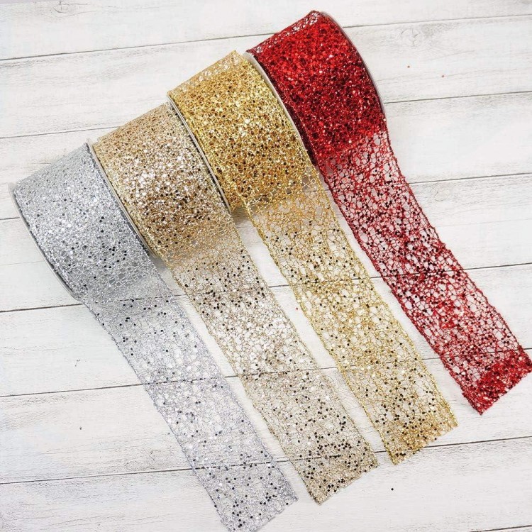 CT CRAFT LLC Sparkling Glitter Mesh Ribbon for DIY Crafts