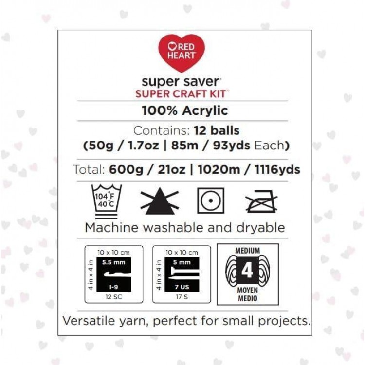 RED HEART Super Saver Soft Acrylic Yarn Beginners Craft Kit